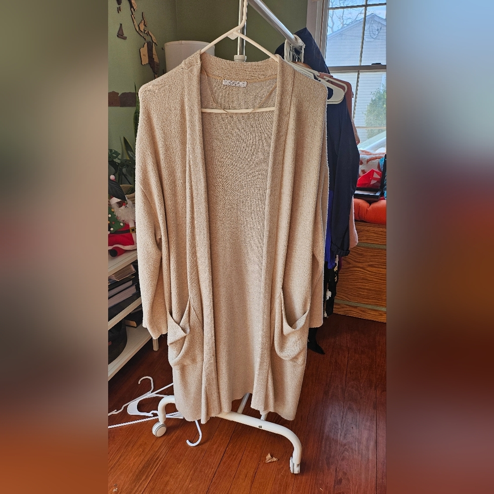 Tan sweater/cardigan